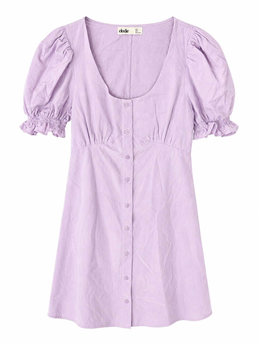 Elodie Lavender Puff Sleeve Button Front Mini Dress Size Small
